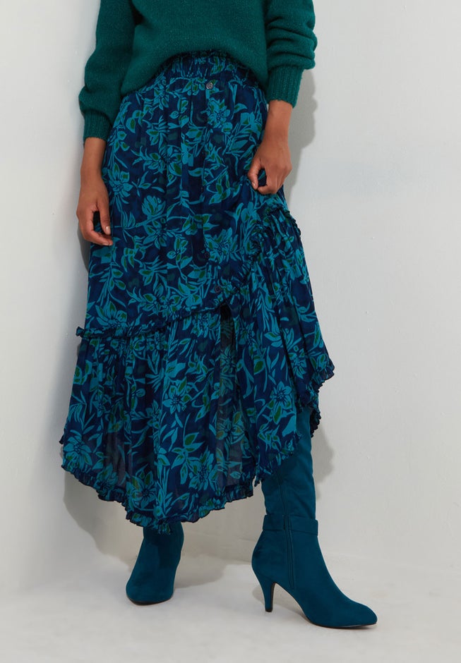 Crinkle Ruffle Maxi Skirt image number 1