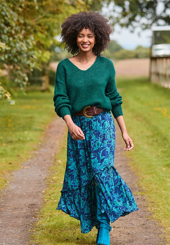 Crinkle Ruffle Maxi Skirt image number 0