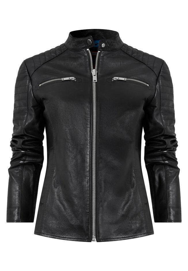 Leather Zip Biker Jacket image number 1
