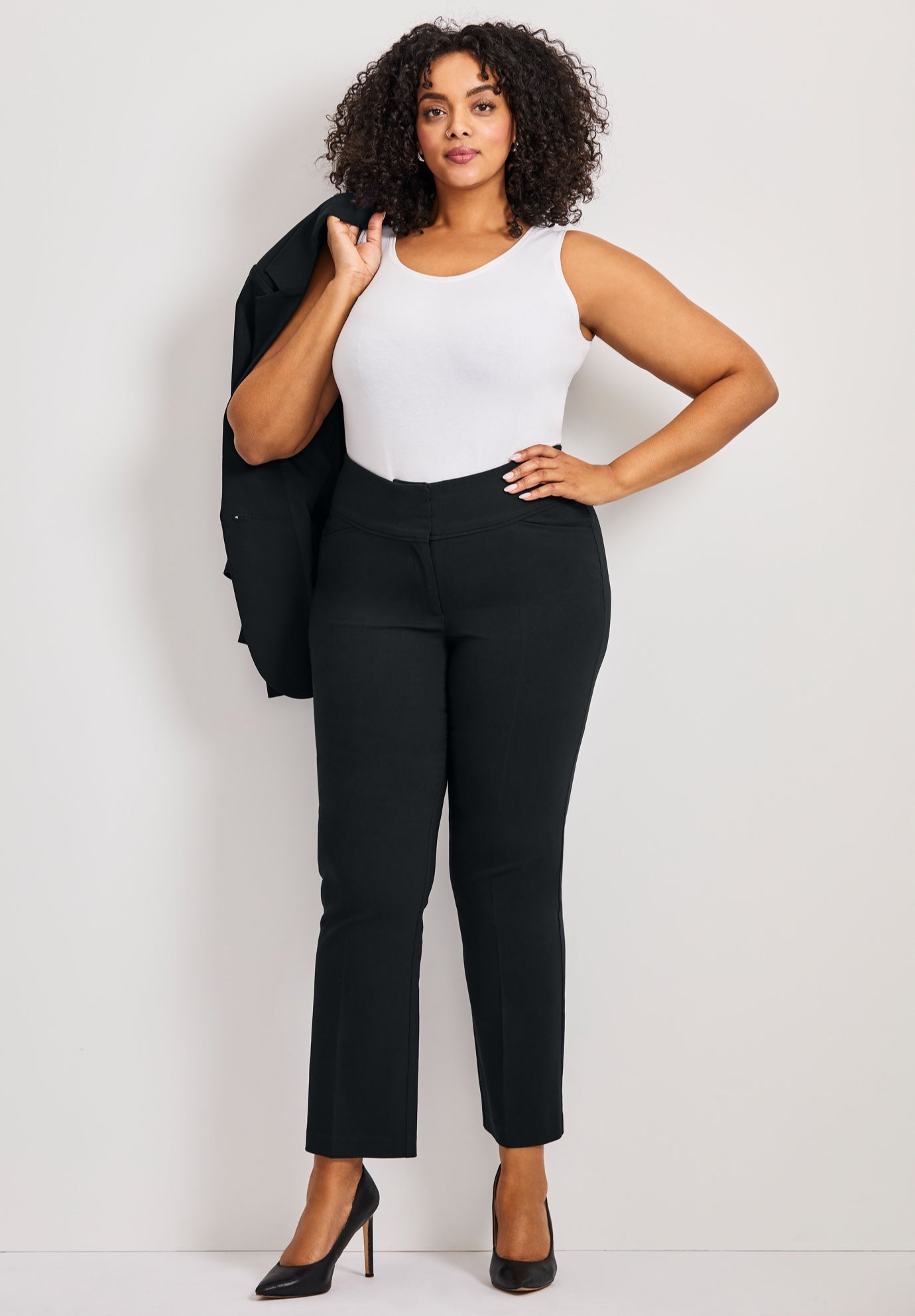【YOURNUS】Lopon Heavy Wide Slacks Jovani 07293 Black High Waist Pants Two Piece Pant Suit | Jovani