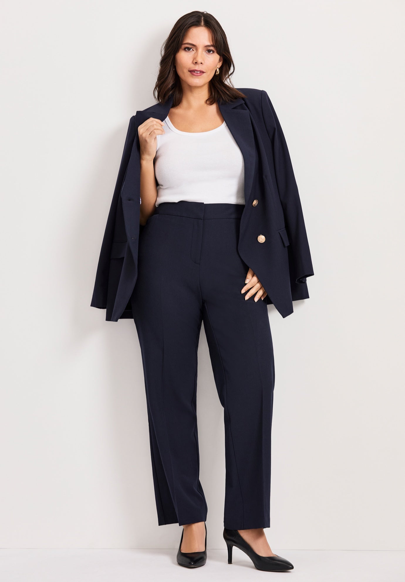 パンツ THREE TO EIGHTY DETACHABLE WARMER PANTS NAVY 8650wt-04-front-4-pocket-