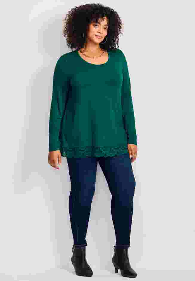 Lace Hem Crewneck Tunic image number 3