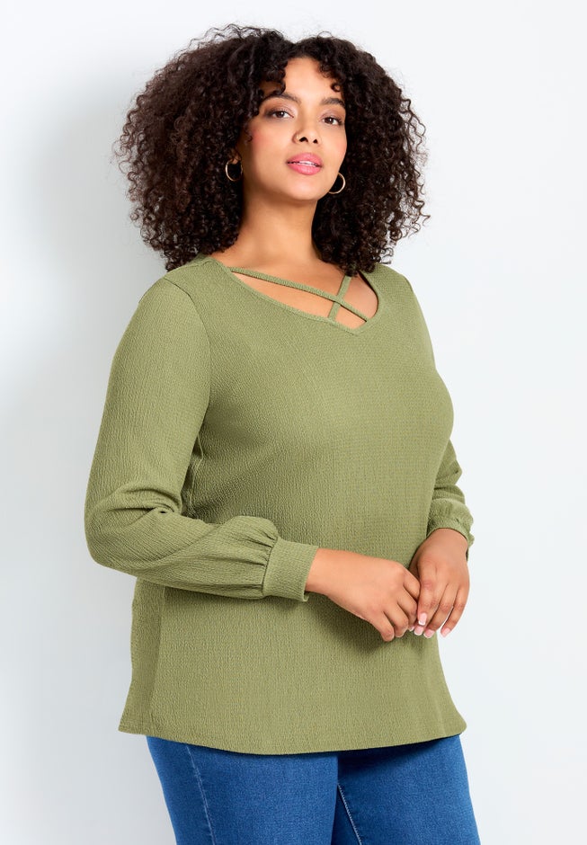 V-Neck Criss-Cross Top image number 2