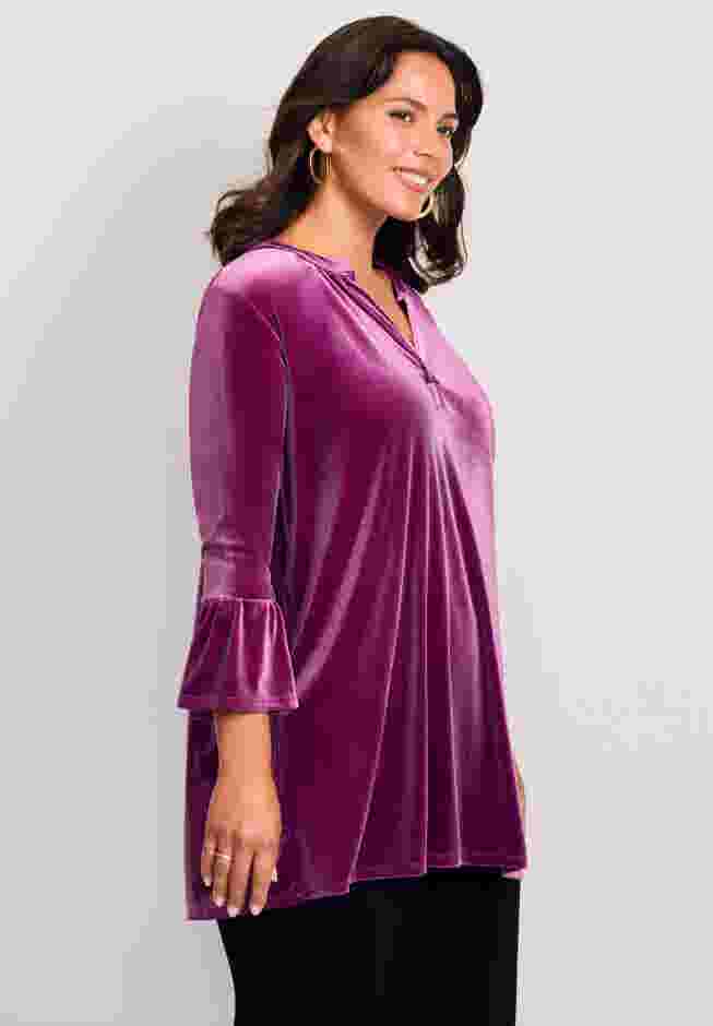 Split Neck Bell Sleeve Top image number 2