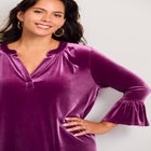 Split Neck Bell Sleeve Top image number null