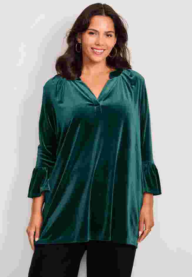 Split Neck Bell Sleeve Top image number 0