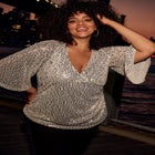 Faux Wrap Sequin Top image number null