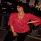 Faux Wrap Sequin Top image number null