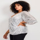 Faux Wrap Sequin Top image number null