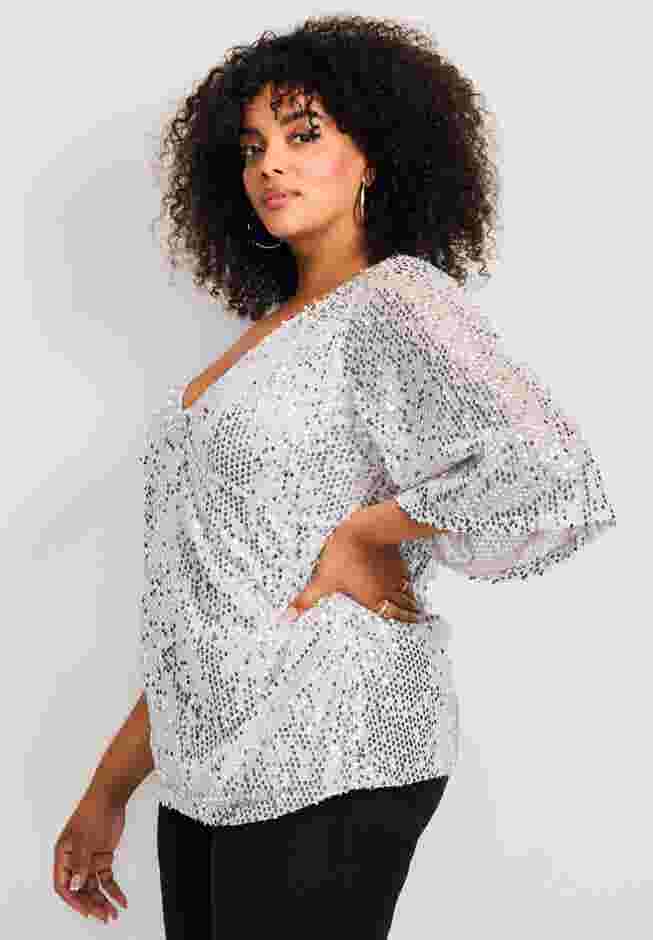 Faux Wrap Sequin Top image number 4
