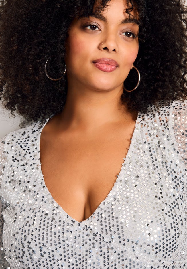 Faux Wrap Sequin Top image number 2