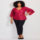 Faux Wrap Sequin Top image number null