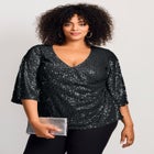 Faux Wrap Sequin Top image number null