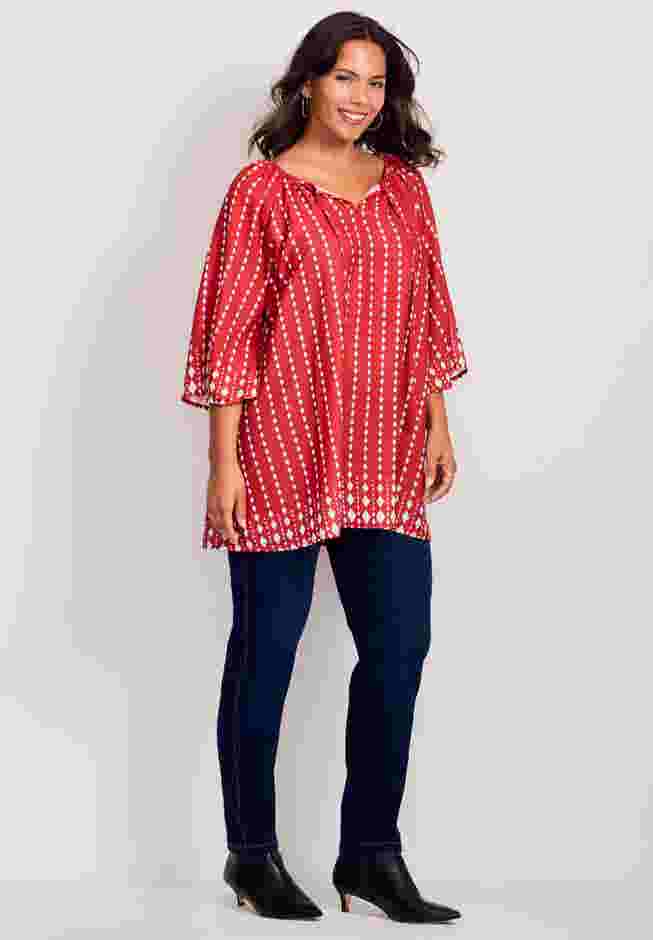 Bell Sleeve Keyhole Tie Blouse image number 2