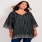 Bell Sleeve Keyhole Tie Blouse image number 1