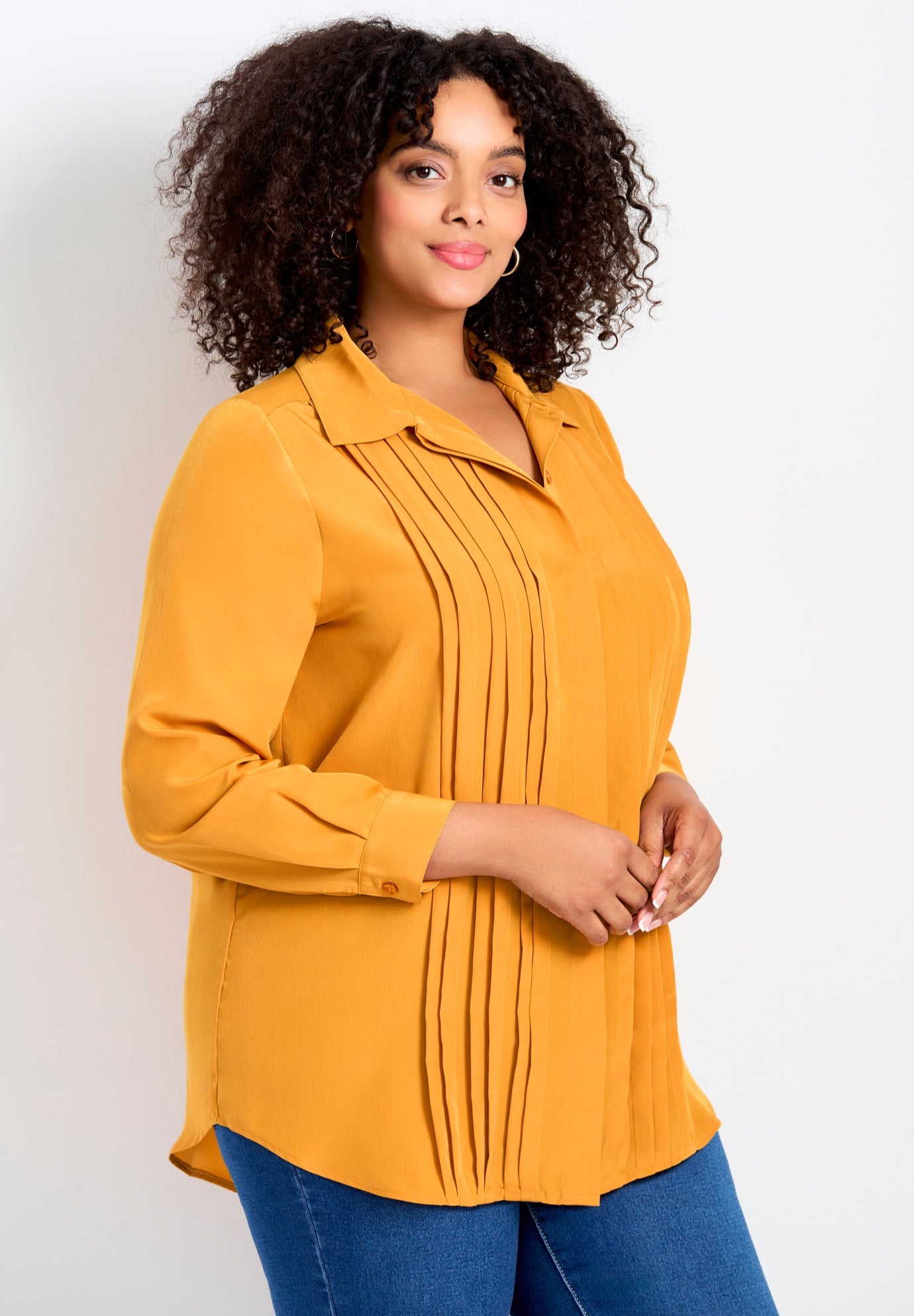 Pleated Button Down Shirt image number 1