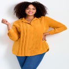 Pleated Button Down Shirt image number null