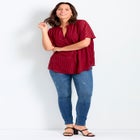 Split Neck Flutter Sleeve Blouse image number null