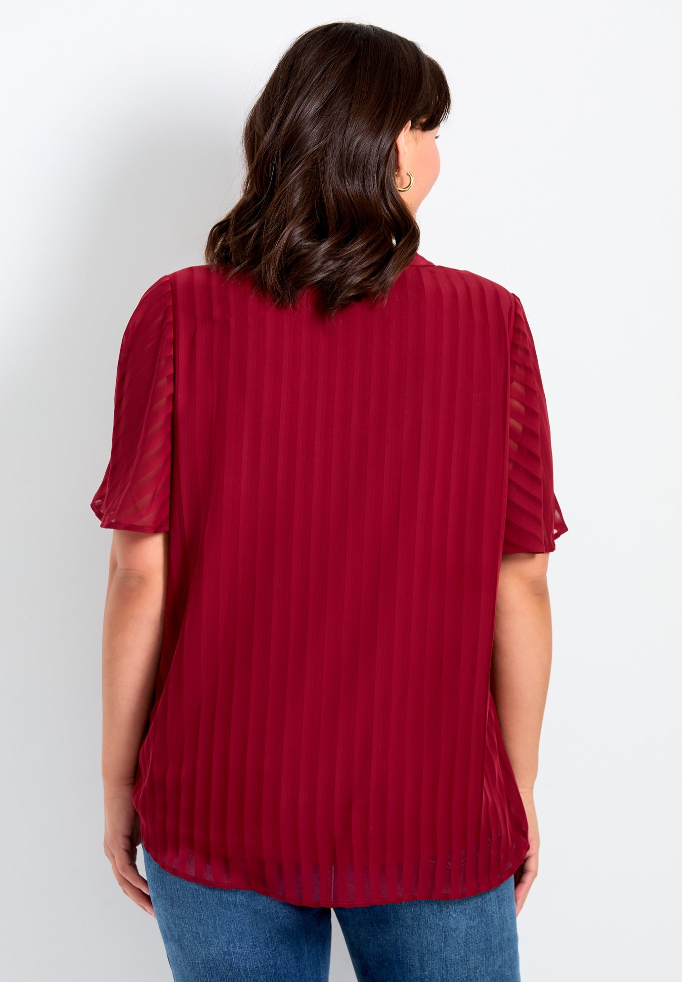 Split Neck Flutter Sleeve Blouse image number 2