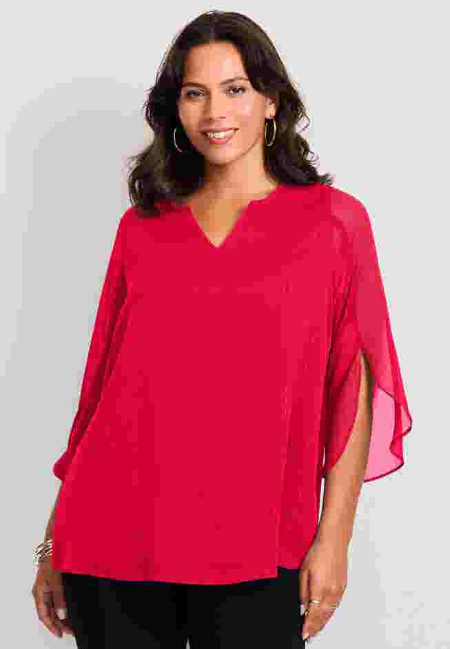 Lurex Stripe Tulip Sleeve Blouse image number 0
