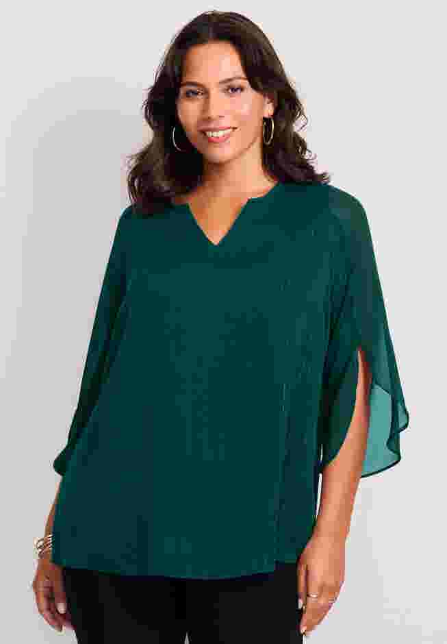 Lurex Stripe Tulip Sleeve Blouse image number 0