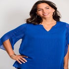 Lurex Stripe Tulip Sleeve Blouse image number null