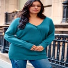 Faux Wrap Pull Over Sweater image number null