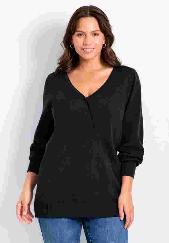 Faux Wrap Pull Over Sweater image number 0