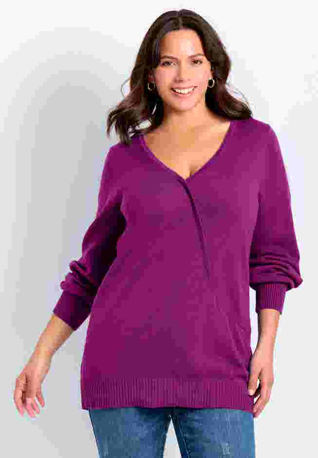 Faux Wrap Pull Over Sweater image number 0