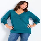 Faux Wrap Pull Over Sweater image number null