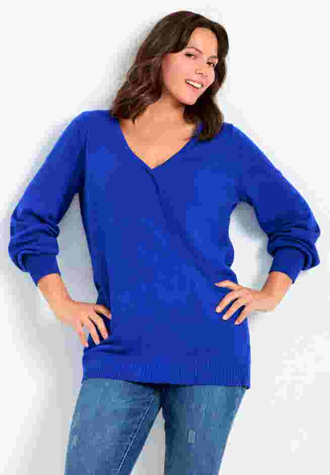Faux Wrap Pull Over Sweater image number 0