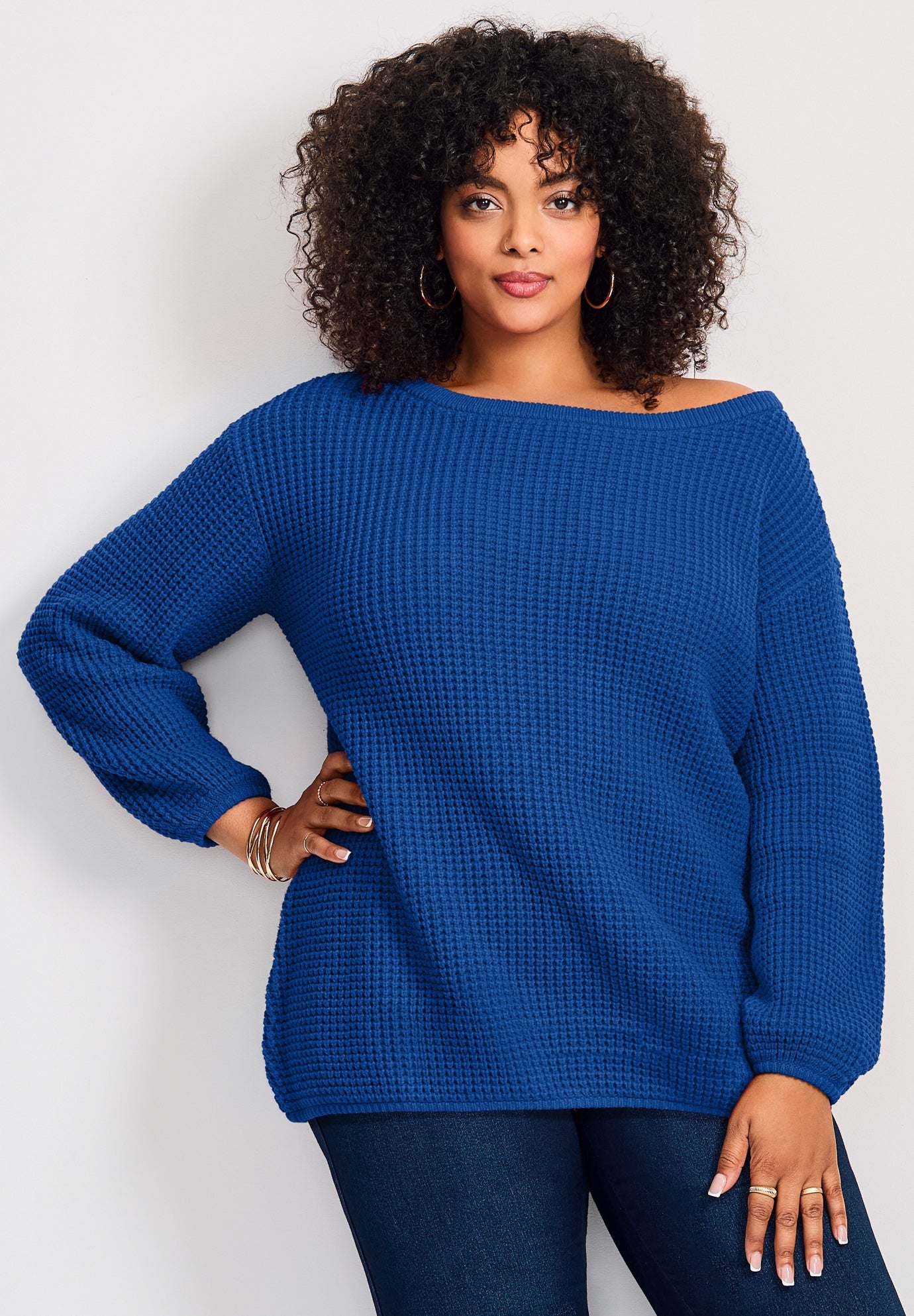 Waffle Stitch Pullover Sweater image number 1