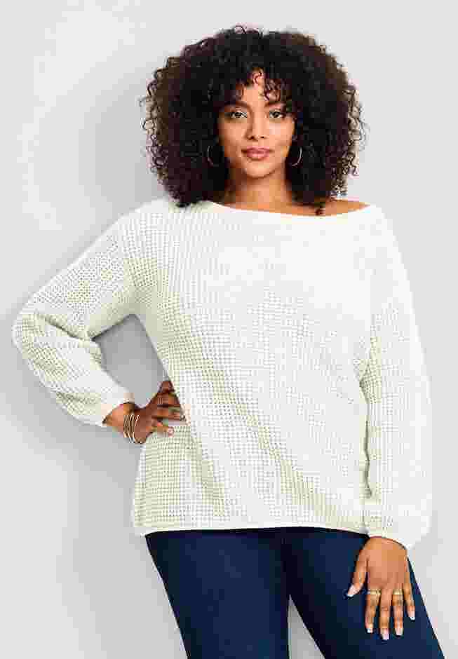 Waffle Stitch Pullover Sweater image number 0