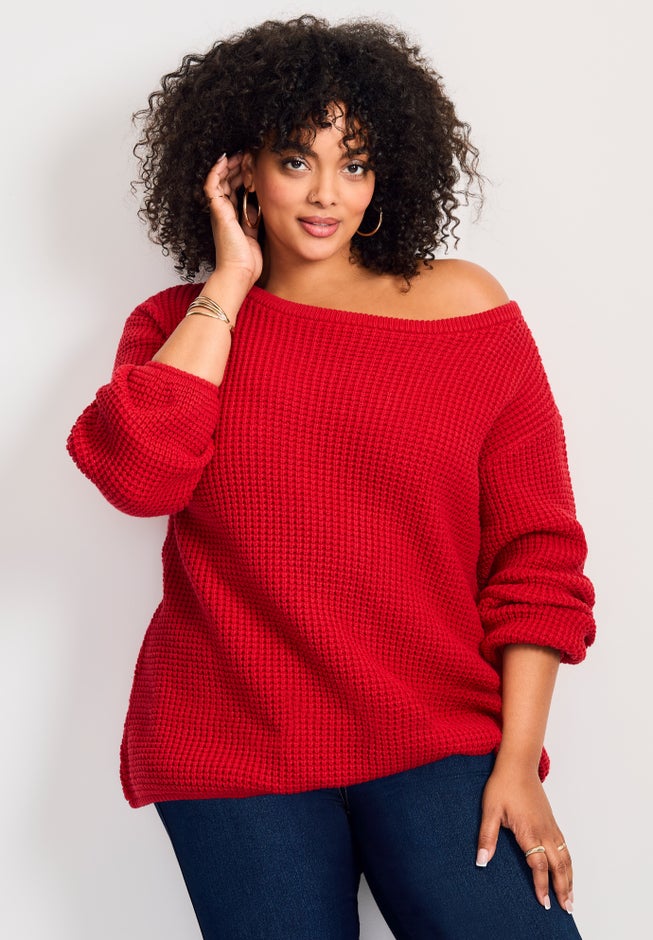 Waffle Stitch Pullover Sweater image number 3