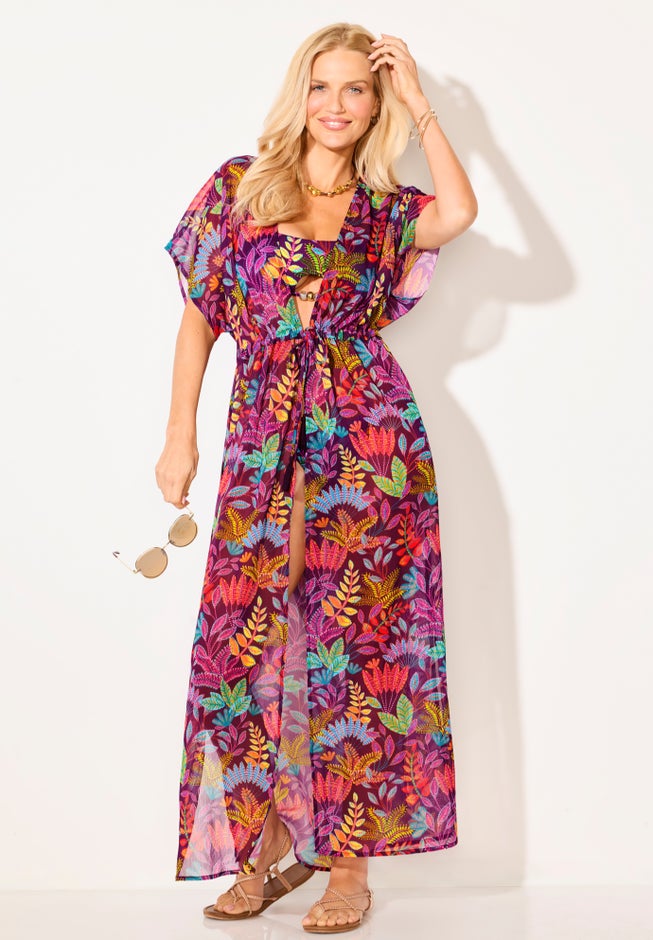  Open Front Tie-Waist Maxi Cover Up image number 3