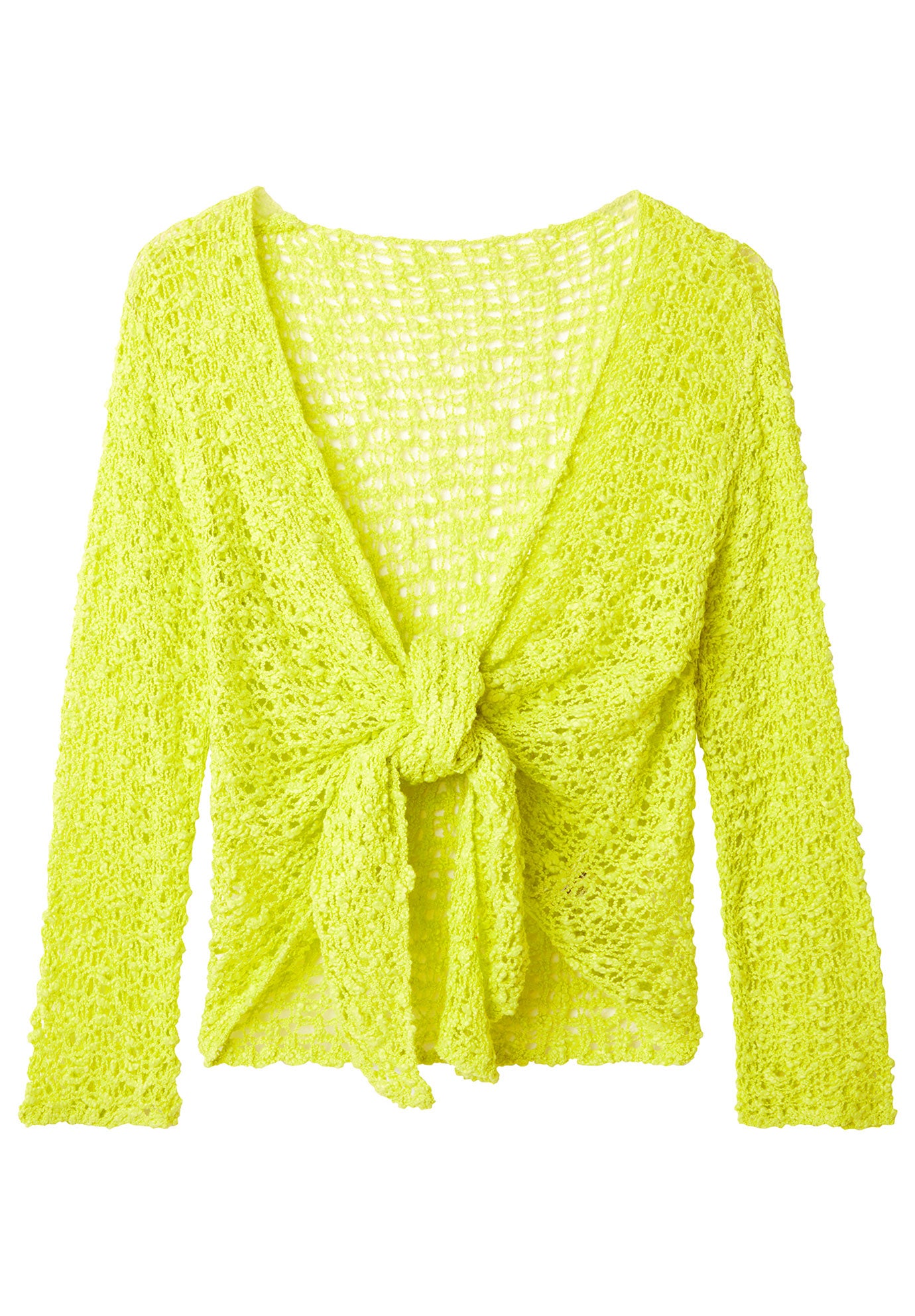 Popcorn Knit Tie Front Shrug image number 1