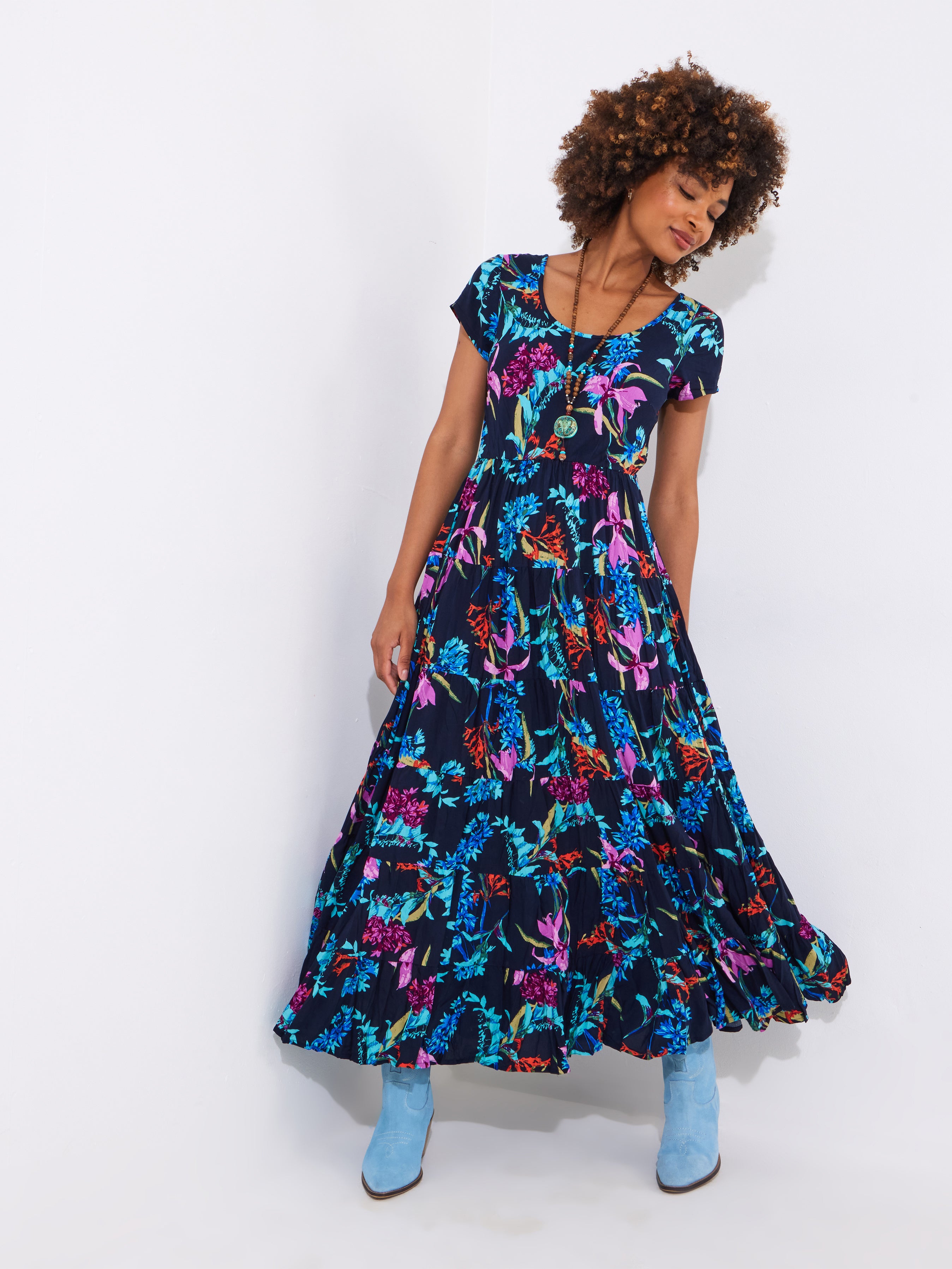 Short Sleeve Flowy Maxi Dress image number 1