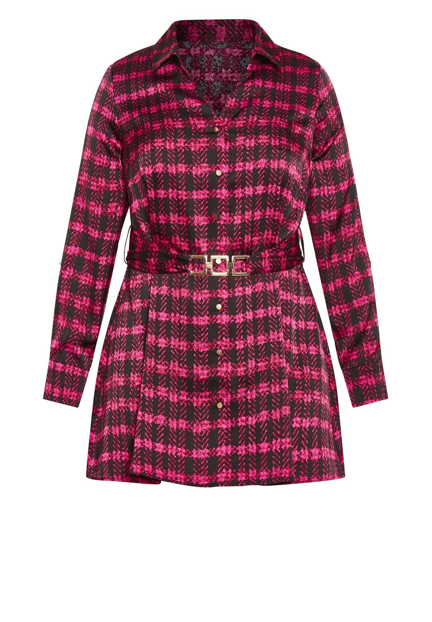 Eva Longline Gold Waist Belt Print Shirt image number 4