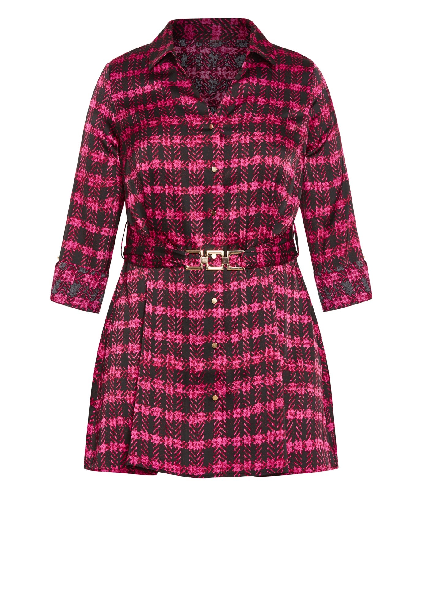 Eva Longline Gold Waist Belt Print Shirt image number 6