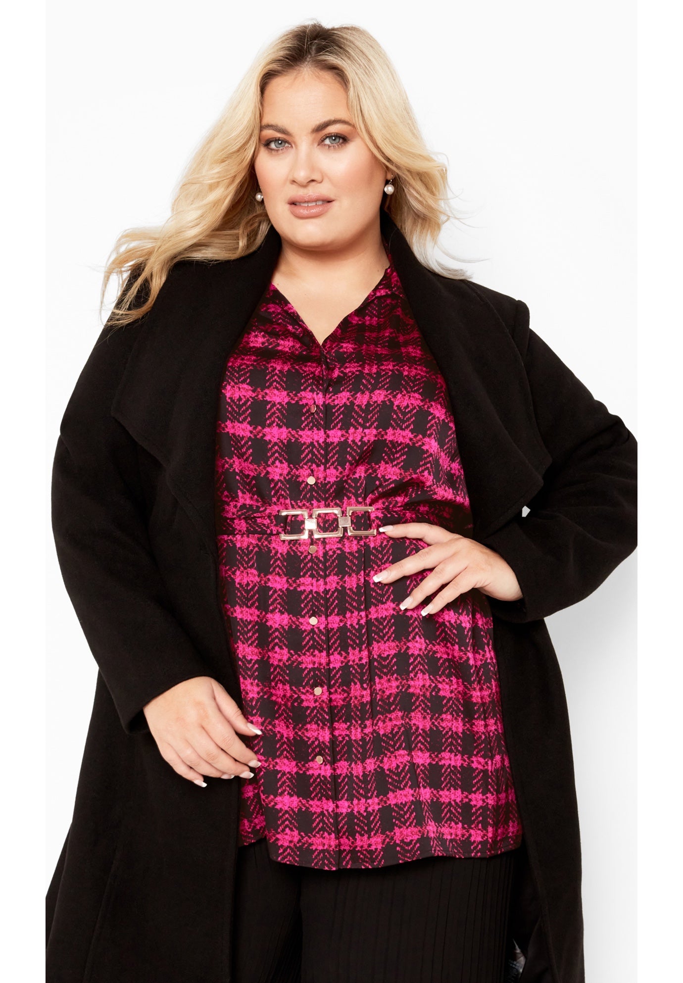 Eva Longline Gold Waist Belt Print Shirt image number 0