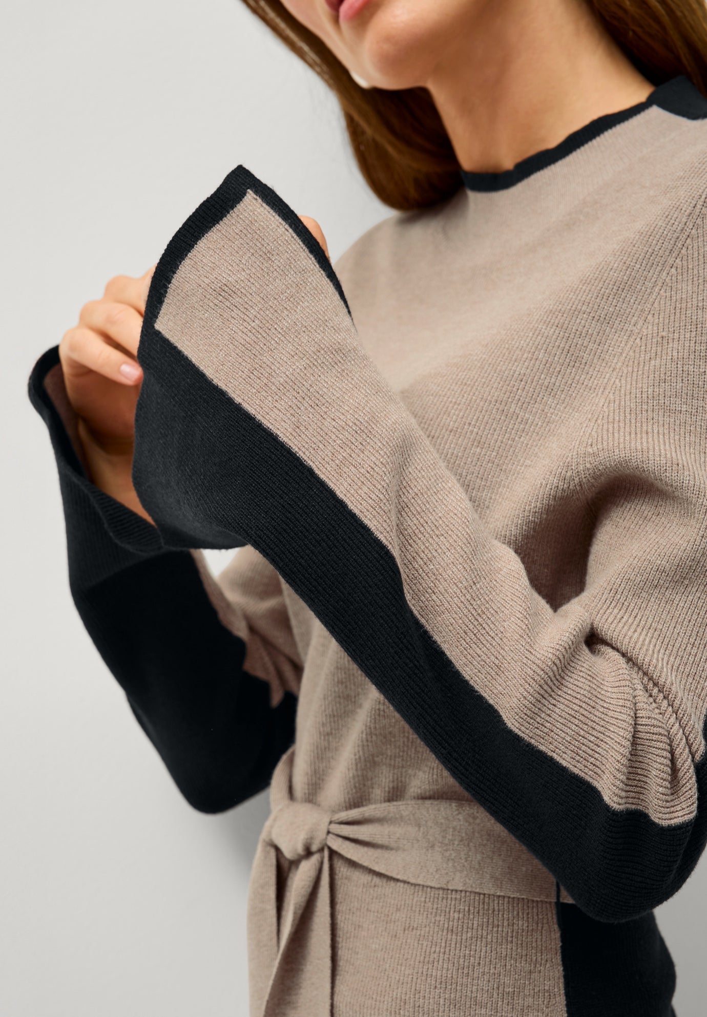 Belted Color Block Midi Sweater Dress image number 3