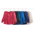 Satin Jacquard Peasant Blouse image number 1