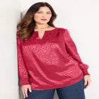 Satin Jacquard Peasant Blouse image number 0