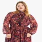 Mock-Neck Chiffon Midi Dress image number 3