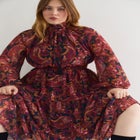 Mock-Neck Chiffon Midi Dress image number 4