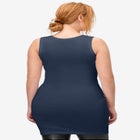 Stretch Knit Scoop Neck Sleeveless Long Tank image number null