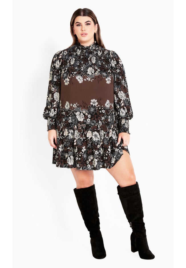 Cassia Puff Sleeves Ruffle Placement Dress image number 1