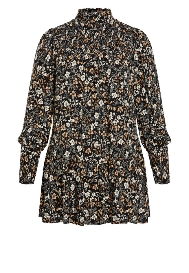 Cassia Puff Sleeves Ruffle Dress image number null