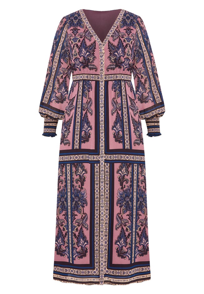 Serene Placement Sleeved Maxi Dress image number 3