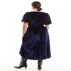 Puff Sleeve Stretch-Velvet Midi Dress image number null